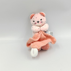 Doudou chat léopard rose pois mouchoir BABY NAT