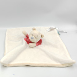 Doudou Plat Winnie blanc beige rouge Disney BABY