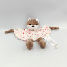 Doudou plat renard marron blanc fleurs TOM & KIDDY TOMKIDS