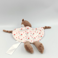 Doudou plat renard marron blanc fleurs TOM & KIDDY TOMKIDS
