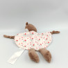 Doudou plat renard marron blanc fleurs TOM & KIDDY TOMKIDS