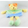 Doudou plat chien bleu vert jaune fleur POMMETTE