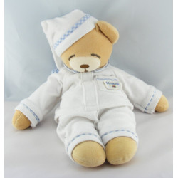 Doudou ours pyjama blanc vichy bleu KALOO