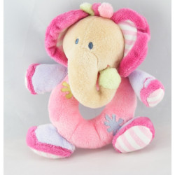 Doudou musical éléphant rose mauve fleurs NATTOU