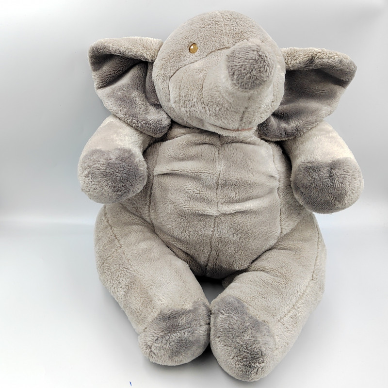 Grand doudou peluche éléphant gris NOUNOURS