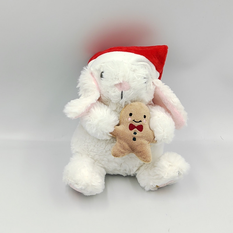 Doudou lapin blanc bonnet de Nöel Biscuit SERGENT MAJOR