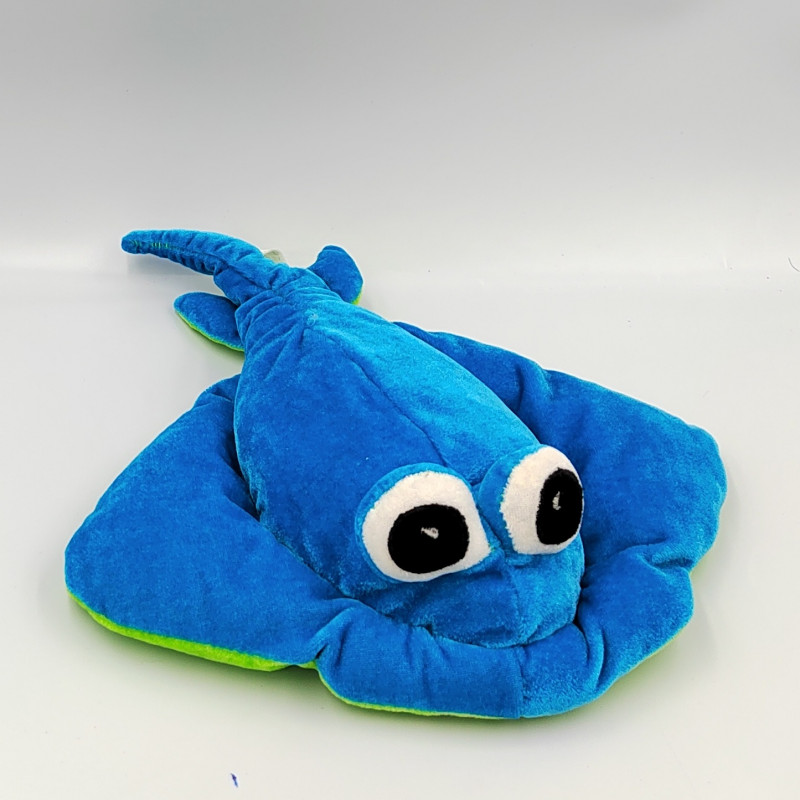 Doudou peluche raie bleu verte CP INTERNATIONAL