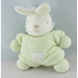 Doudou lapin boule blanc vert col orange TARTINE ET CHOCOLAT