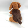 Peluche chien marron blanc beige