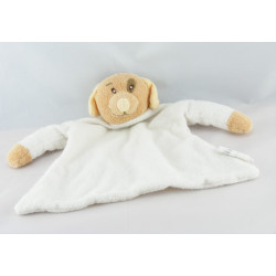 Doudou plat hochet chien blanc bleu KIMBALOO