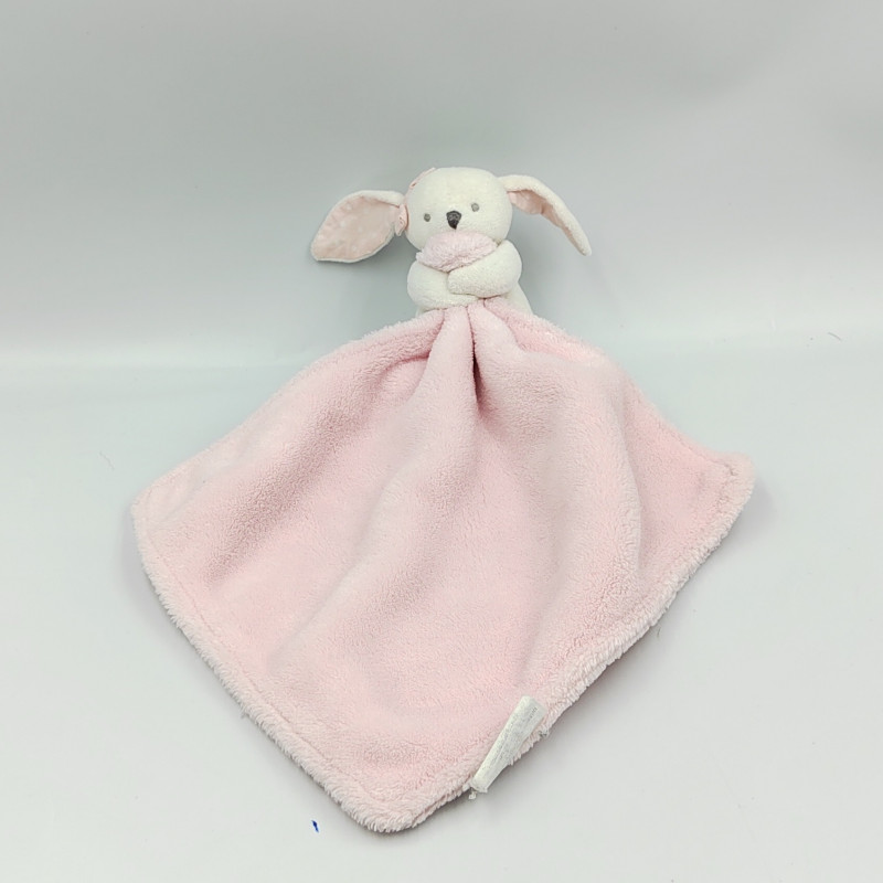 Doudou lapin rose blanc mouchoir MAISONS DU MONDE