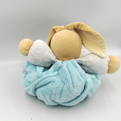 Doudou lapin plume blanc vert bleu mauve KALOO