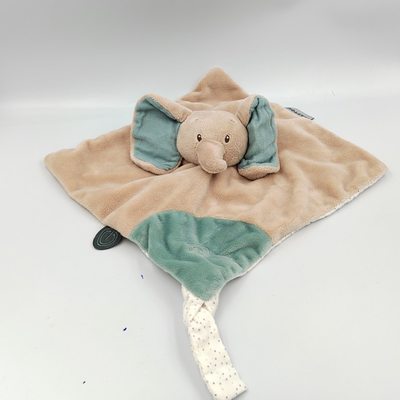 Doudou plat éléphant beige bleu Axel & Luna NATTOU