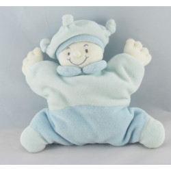 Doudou semi plat lutin clown bleu vert JOLLYBABY