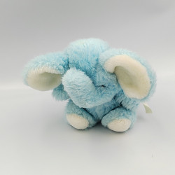 Ancienne peluche éléphant bleu blanc