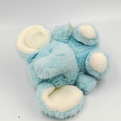Ancienne peluche éléphant bleu blanc