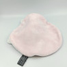 Doudou plat rond lapin blanc rose col marron pois ORCHESTRA