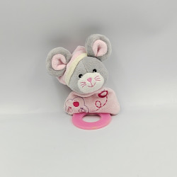 Doudou dentition souris grise rose pommes GIPSY