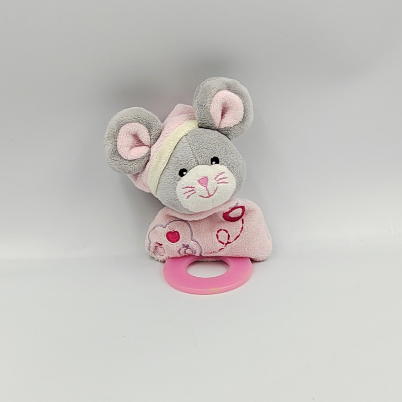 Doudou dentition souris grise rose pommes GIPSY