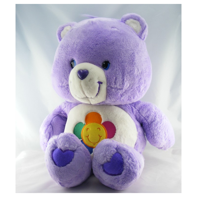 Peluche Bisounours mauve violet Grosfasol fleur CARE BEARS