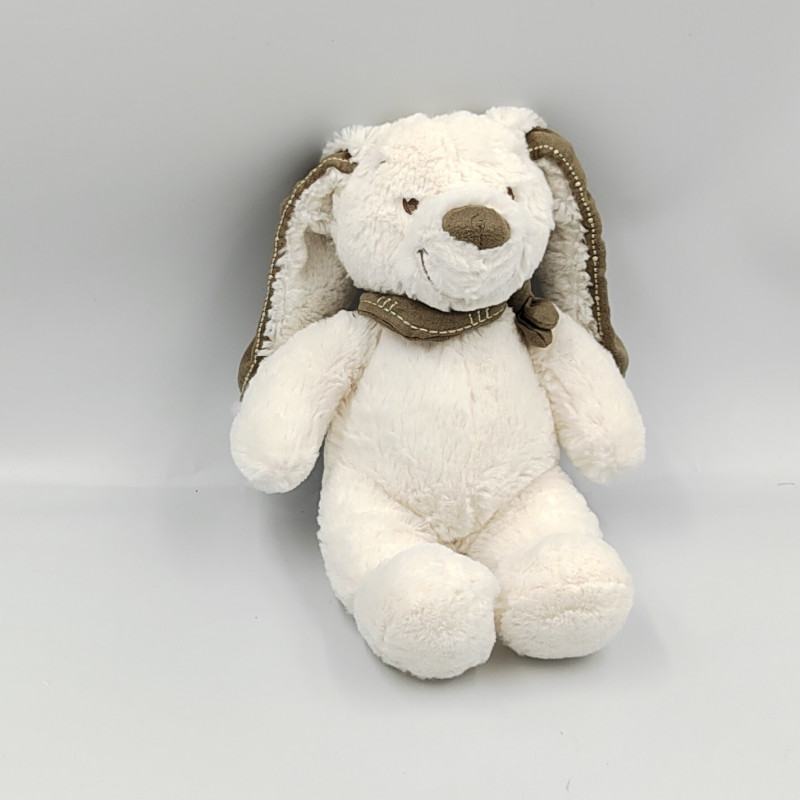 Doudou lapin blanc bandanas gris TEX BABY