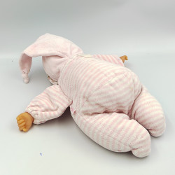 Doudou bébé poupée Baby Pouce rayé rose