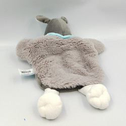 Doudou marionnette ane gris bleu blanc Ferme BABY NAT