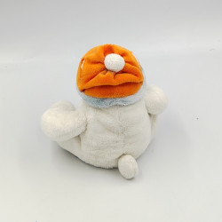 Doudou ours polaire blanc bonnet orange igloo GIPSY
