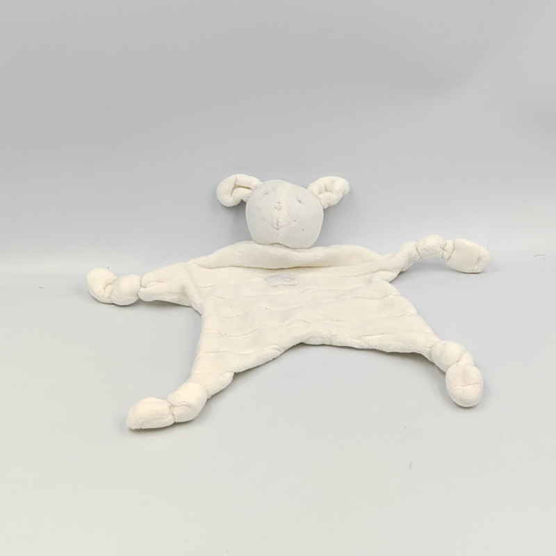 Doudou plat lapin blanc empreintes CARREFOUR