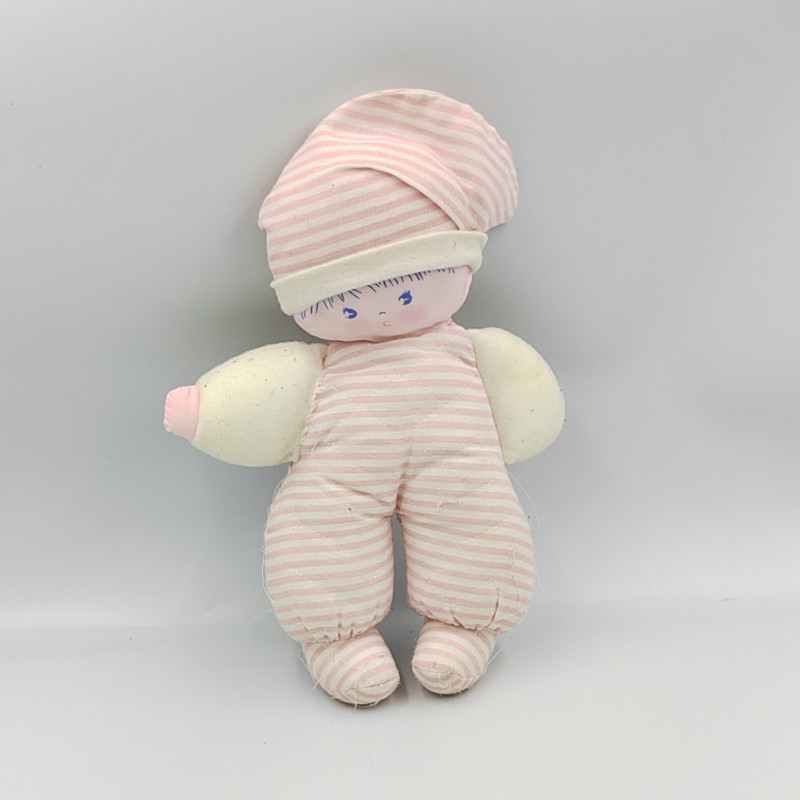 Ancien doudou poupée lutin rayé rose COROLLE