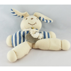 Doudou et compagnie pantin hochet lapin rayé bleu