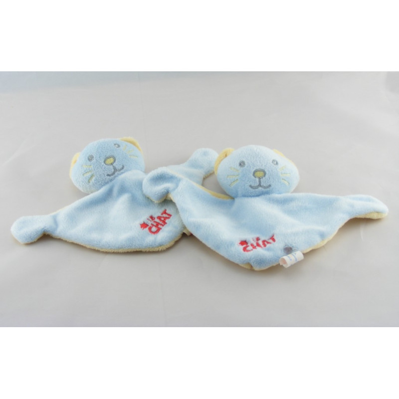 Doudou plat bleu publicitaire Le Chat 