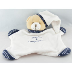 Doudou et Compagnie plat ours blanc bleu marine