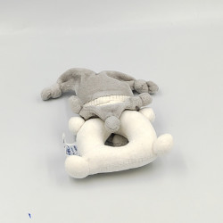Doudou hochet lutin arlequin blanc gris POP ART