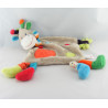 Doudou plat girafe vache gris à pois écharpe rayé NICOTOY