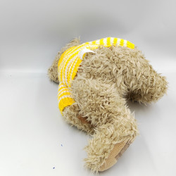 Peluche ours beige pull laine jaune rayé blanc GIORGIO BEVERLY HILLS 1996