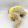 Peluche ours beige pull laine jaune rayé blanc GIORGIO BEVERLY HILLS 1996