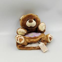 Doudou marionnette ours marron violet BABY NAT
