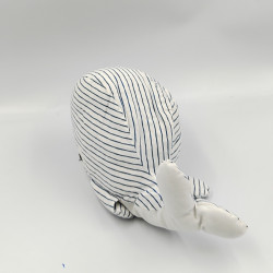 Doudou baleine blanche bleu rayé