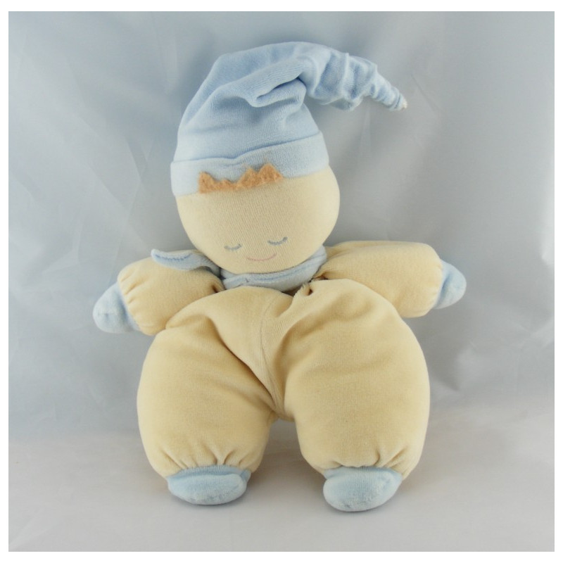 Doudou lutin garçon écru bonnet bleu NICOTOY