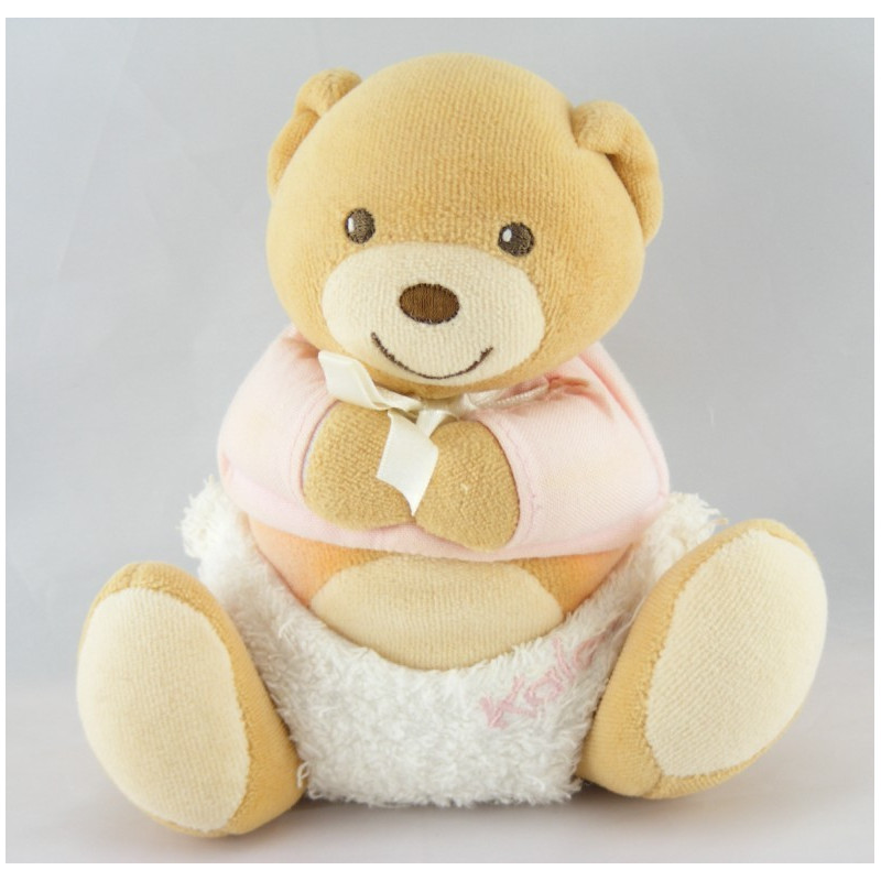 Doudou bébé ours pull vichy bleu couche KALOO 