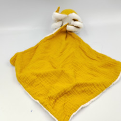 Doudou plat pieuvre poulpe jaune blanc OSTARIA