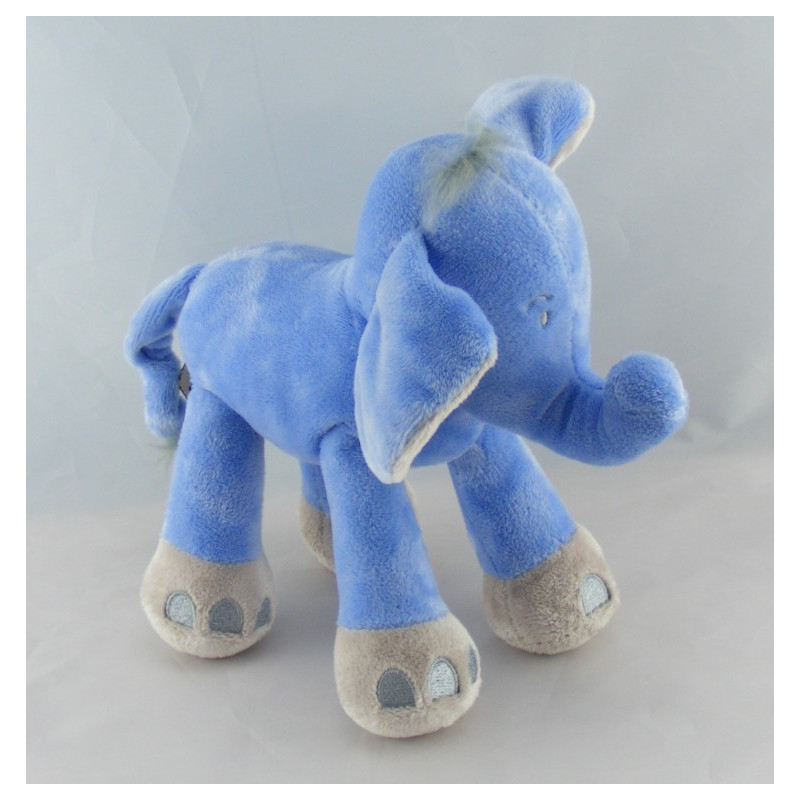 Doudou culbuto éléphant bleu vert noeuds NICOTOY