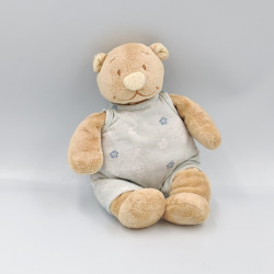 Doudou ours beige bleu fleurs Tonton NOUKIE'S