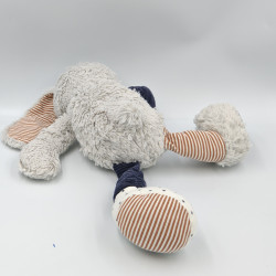 Doudou lapin gris bleu blanc beige rayé étoiles TAO TAPE A L'OEIL