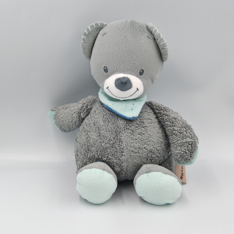 Doudou musical ours gris bleu Jules NATTOU
