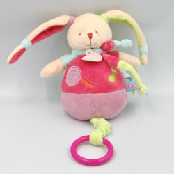 Doudou musical lapin bleu rose mauve vert Gourmandise BABY NAT