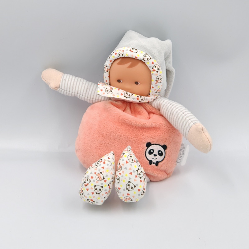 Doudou poupée bébé rose blanc panda COROLLE