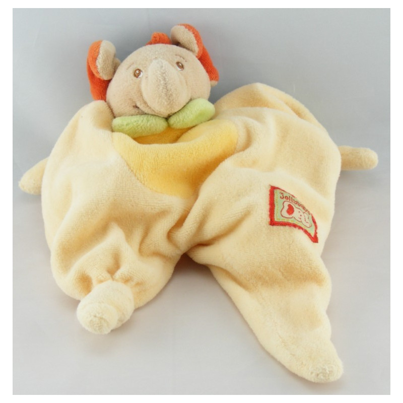 Doudou musical éléphant beige rouge jaune vert JOLLYBABY 