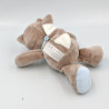 Doudou raton laveur beige blanc bleu Jim & Bob NATTOU